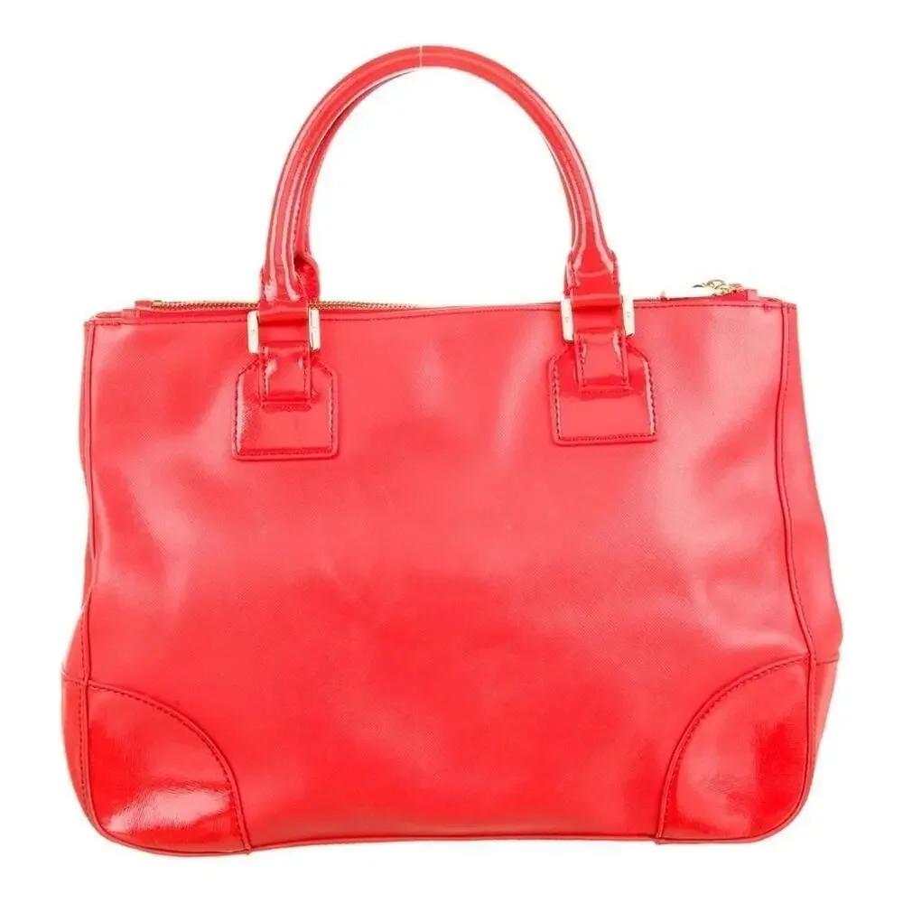 Tory Burch RED Robinson Double Zip Tote with cross body EUC